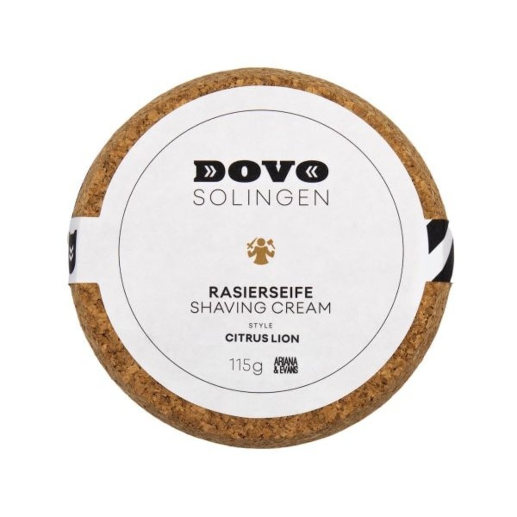 Dovo scheerzeep Citrus Lion 115 gram in een keramische pot