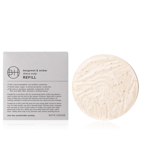 Bath House Bergamot & Amber Scheerzeep 175g navulling