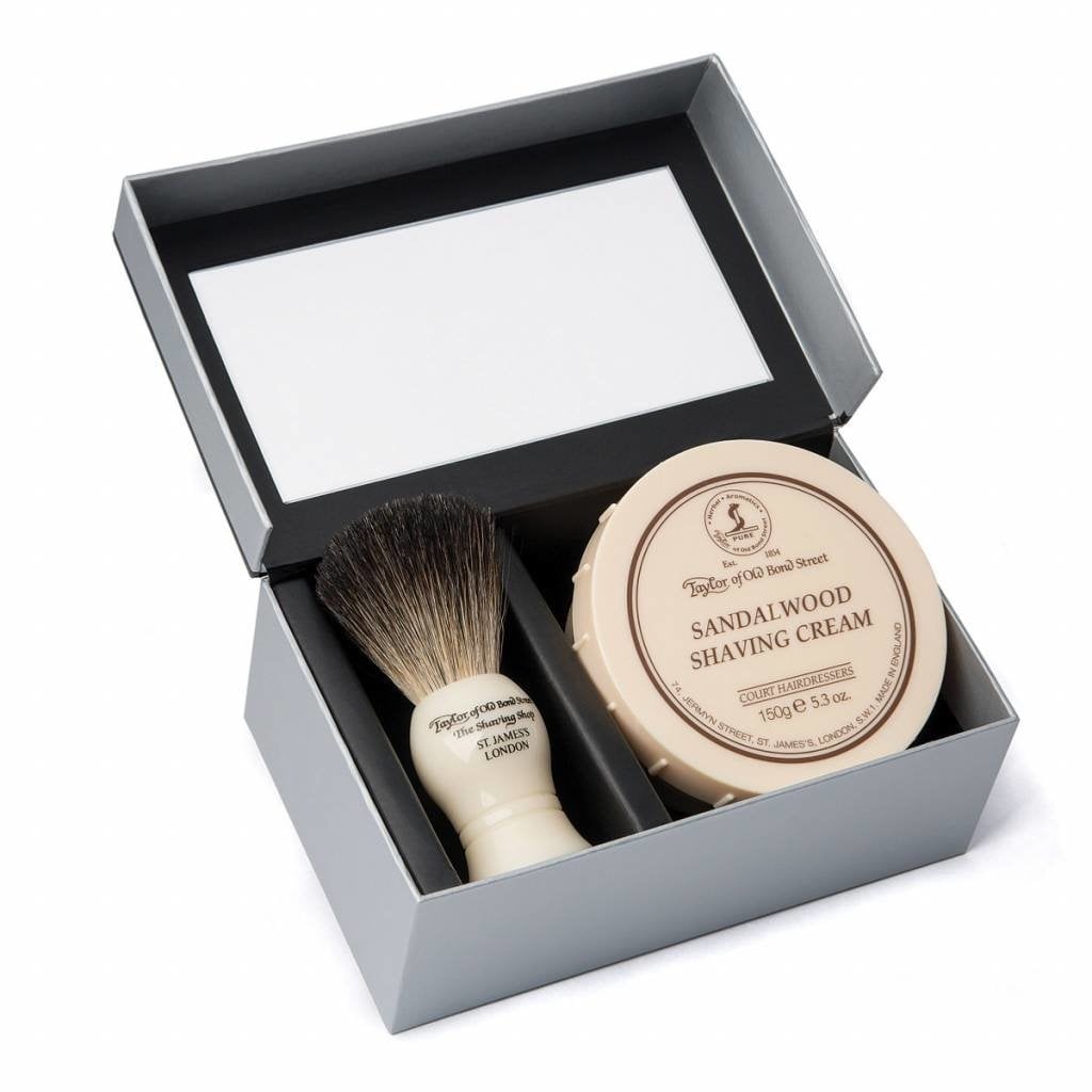 Taylor of Old Bond Street Giftbox scheerkwast en scheercrème Sandalwood, tweede productfoto
