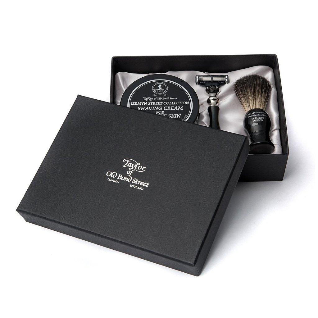 Taylor of Old Bond Street Pure Badger Scheerkwas, Scheermes & Shavingcream 150g Jermyn Street Collection