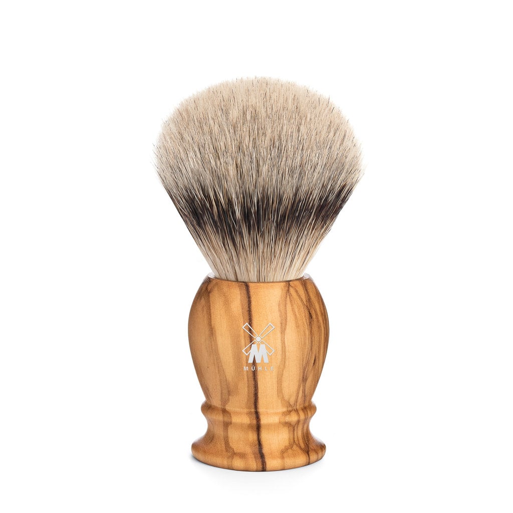 Mühle Scheerkwast Silvertip Dassenhaar - Olijfhout, 21 mm