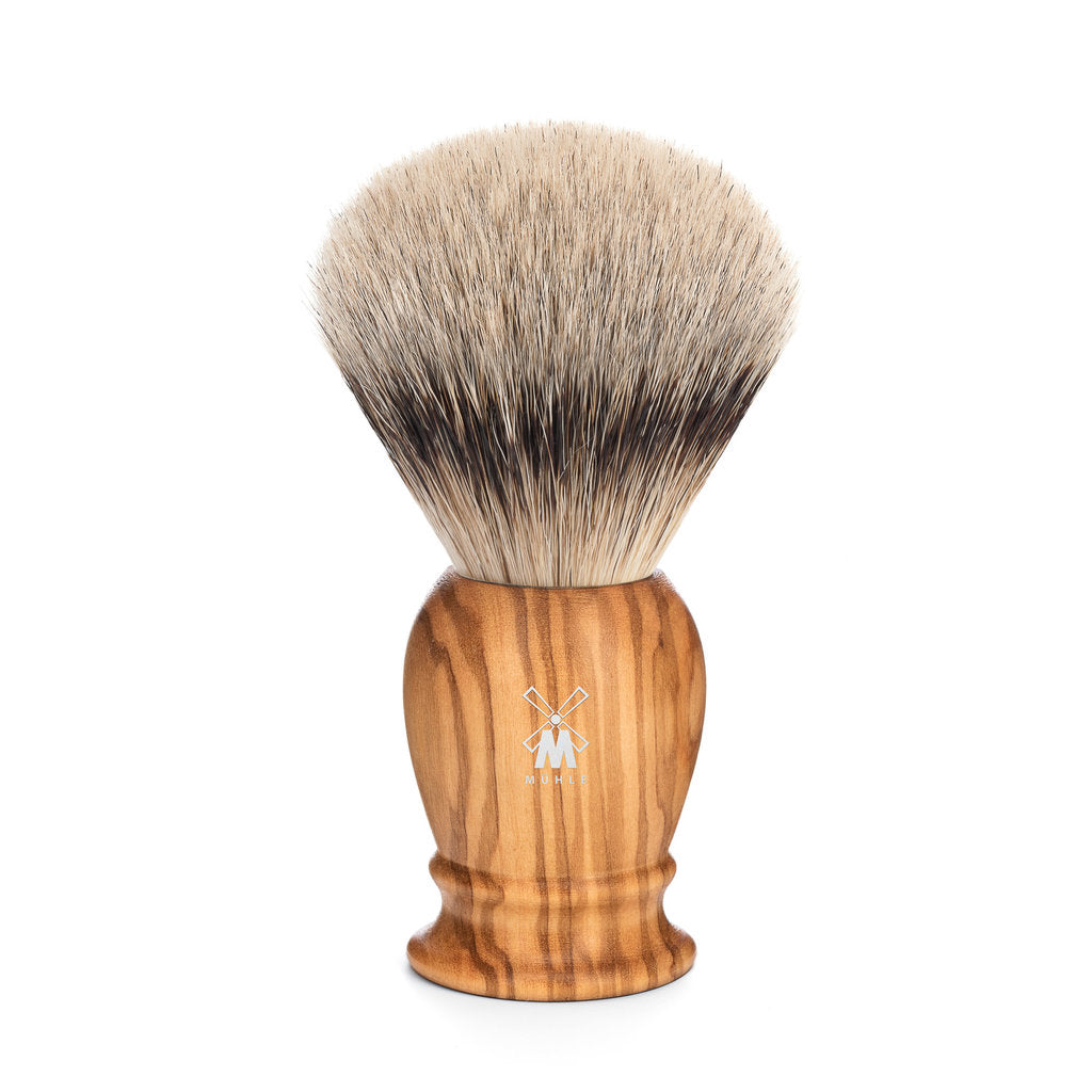 Mühle Scheerkwast Silvertip Dassenhaar - Olijfhout, 23 mm