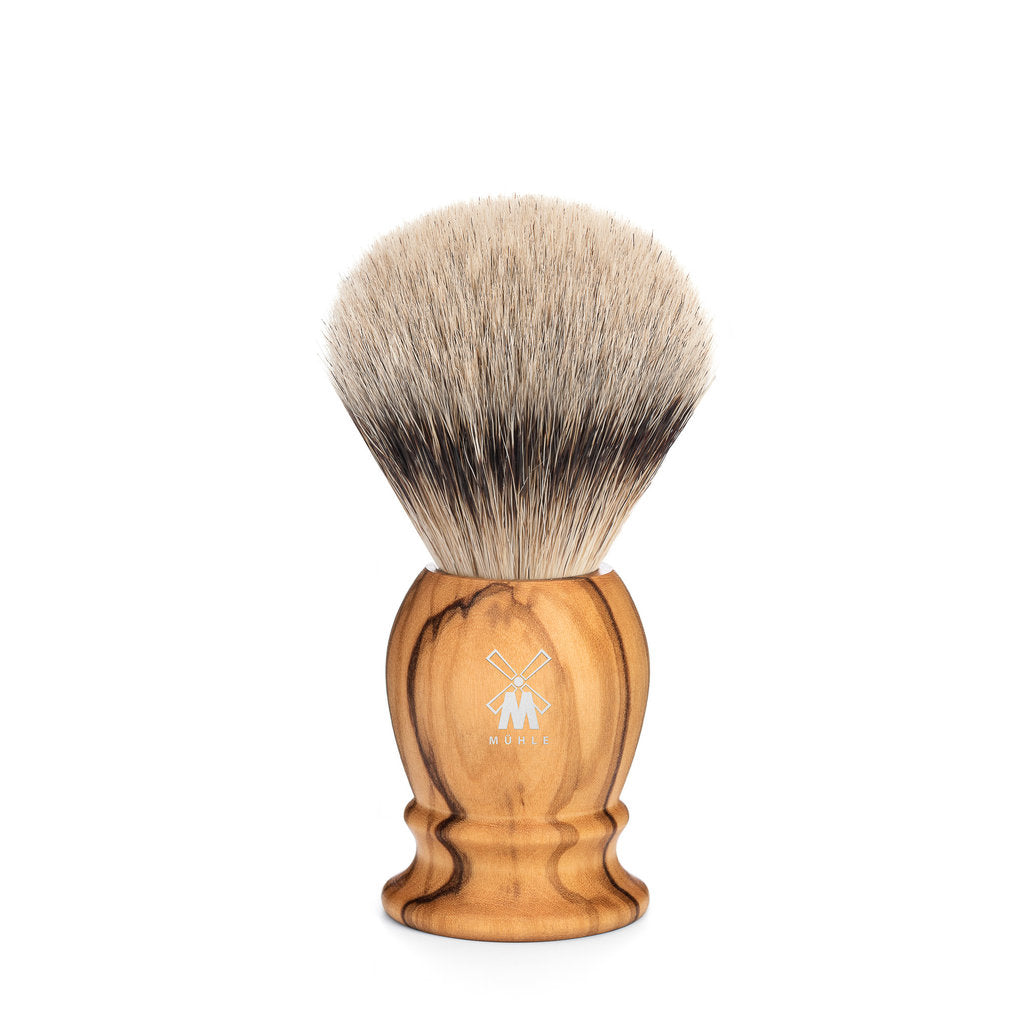 Mühle Scheerkwast Silvertip Dassenhaar - Olijfhout, 19 mm