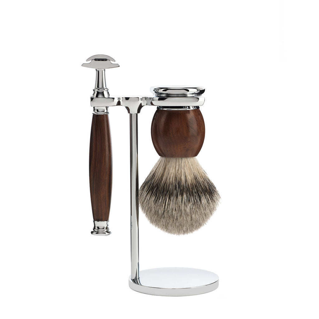 Mühle Scheerset Silvertip Dassenhaar 3-delig Sophist - Ironwood Saf.Razor