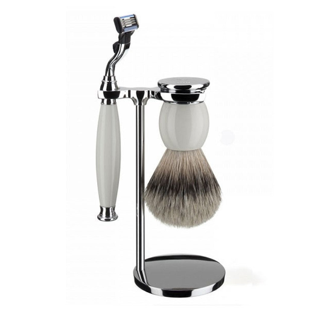 Mühle Scheerset Silvertip Dassenhaar 3-delig Sophist - Porselein Mach3®