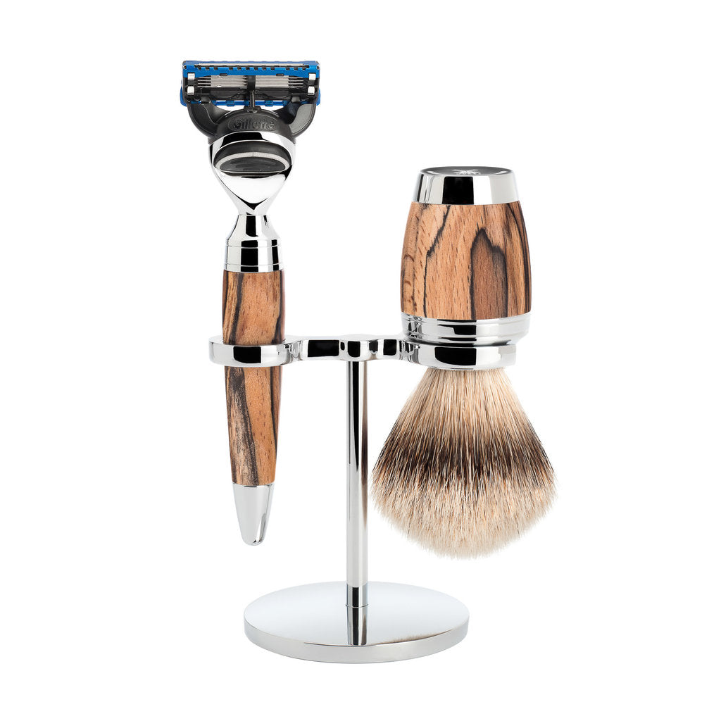 Mühle Scheerset Silvertip 3-delig Stylo - Spalted beech Fusion®