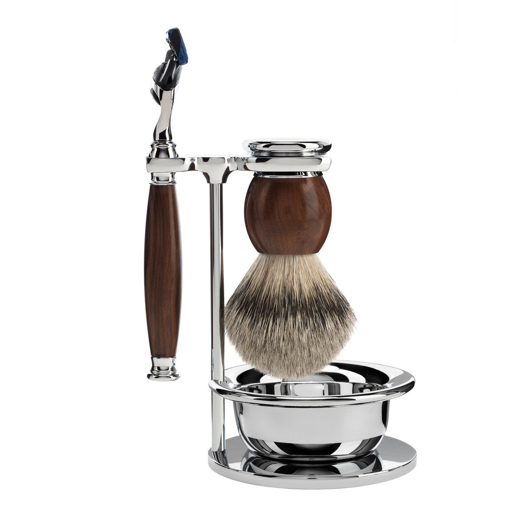 Mühle Scheerset Silvertip Dassenhaar 4-delig Sophist - Ironwood Fusion®