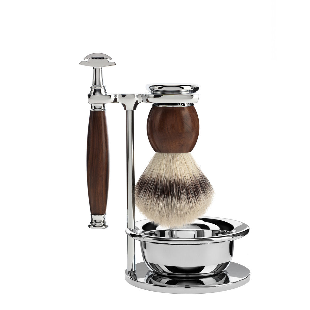 Mühle Scheerset Silvertip Fibre 4-delig Sophist - Ironwood Saf.Razor