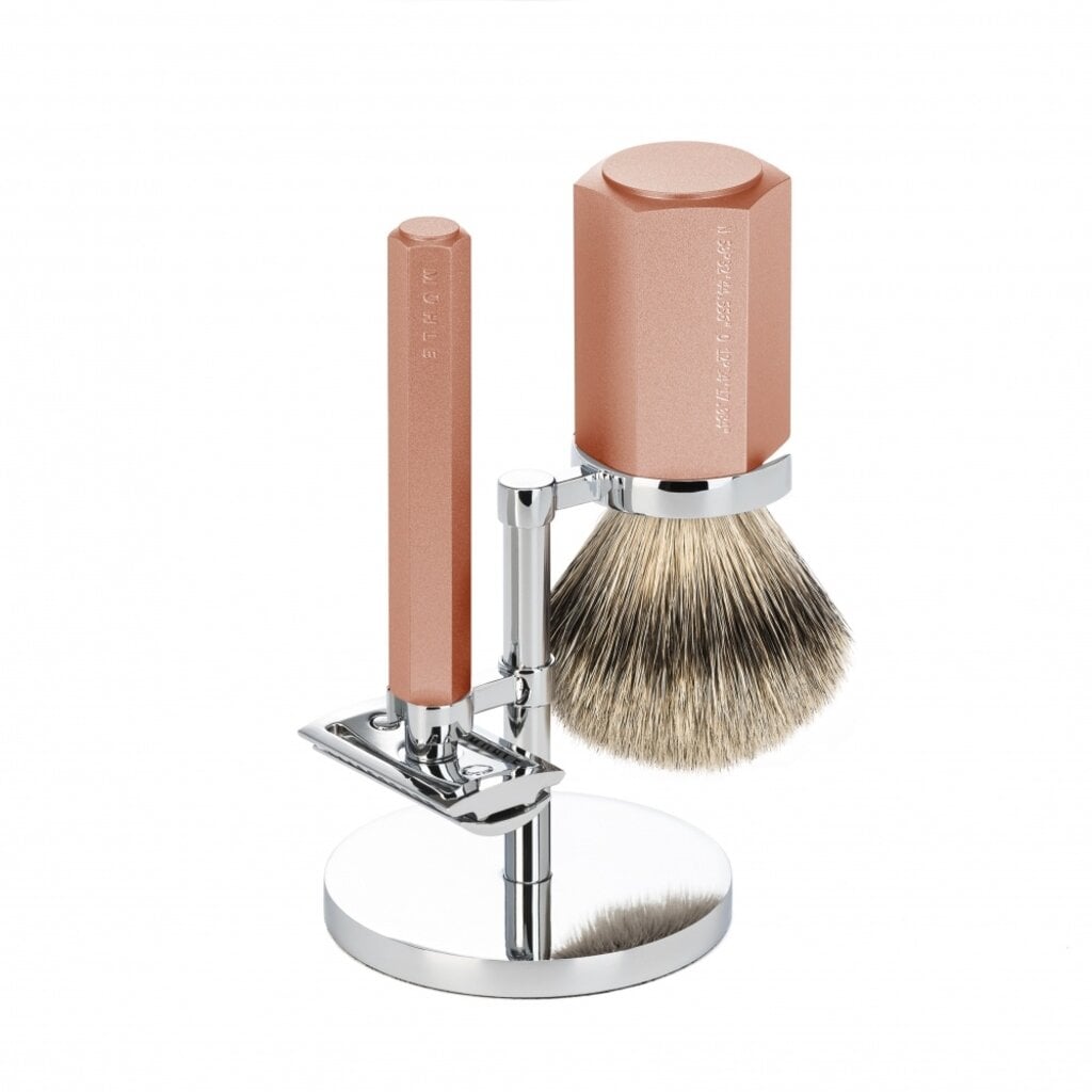 Mühle Scheerset Hexagon Sunrise met Silvertip Dassenhaar Scheerkwast, tweede productfoto