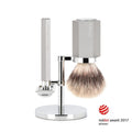 Mühle Scheerset Hexagon - Zilvergrijs - Saf.Razor - Silvertip Fibre®