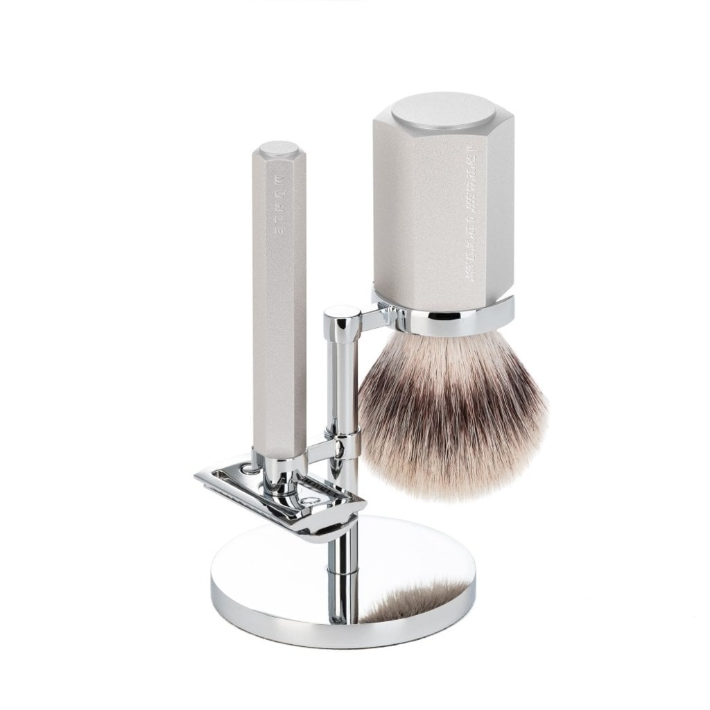 Mühle Scheerset Hexagon - Zilvergrijs - Saf.Razor - Silvertip Fibre®, tweede productfoto