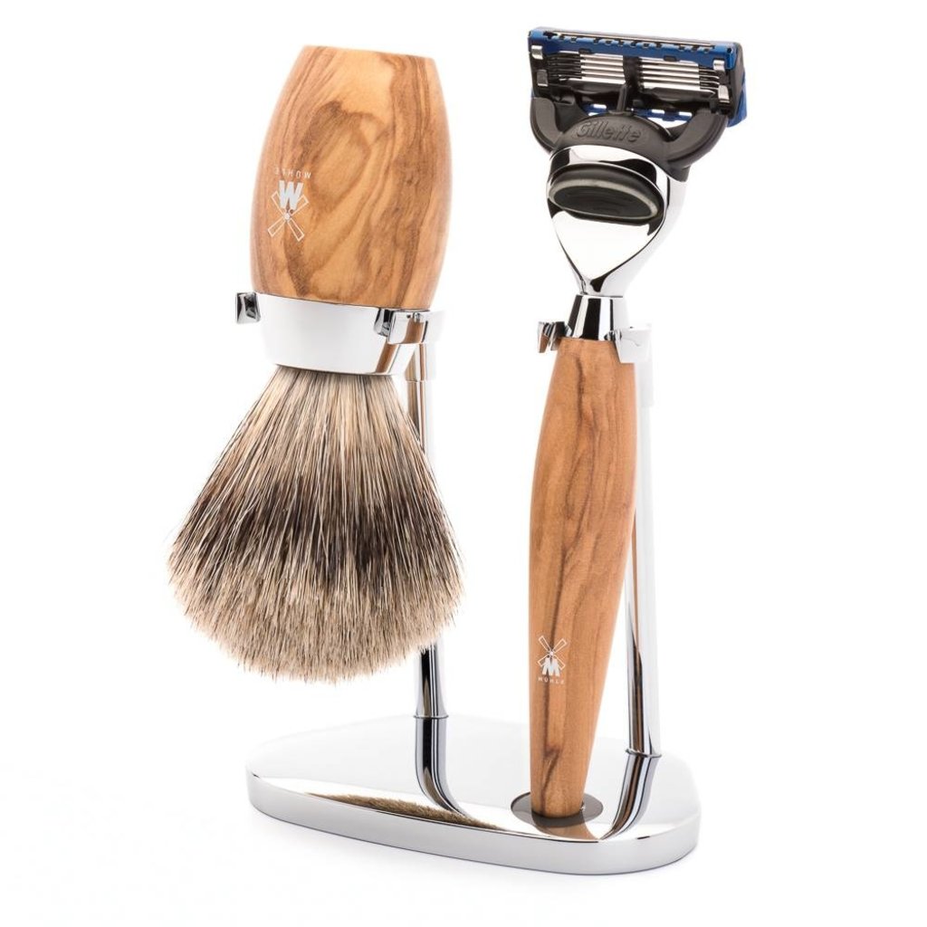 Mühle Scheerset Fijndas Kosmo 3-delig - Olijfhout - Fusion®