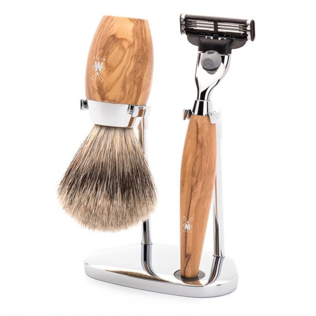 Mühle Scheerset Fijndas Kosmo 3-delig - Olijfhout - Mach3®