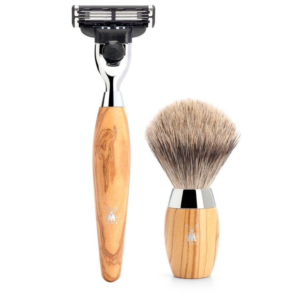 Mühle Scheerset Fijndas Kosmo 3-delig - Olijfhout - Mach3®, tweede productfoto