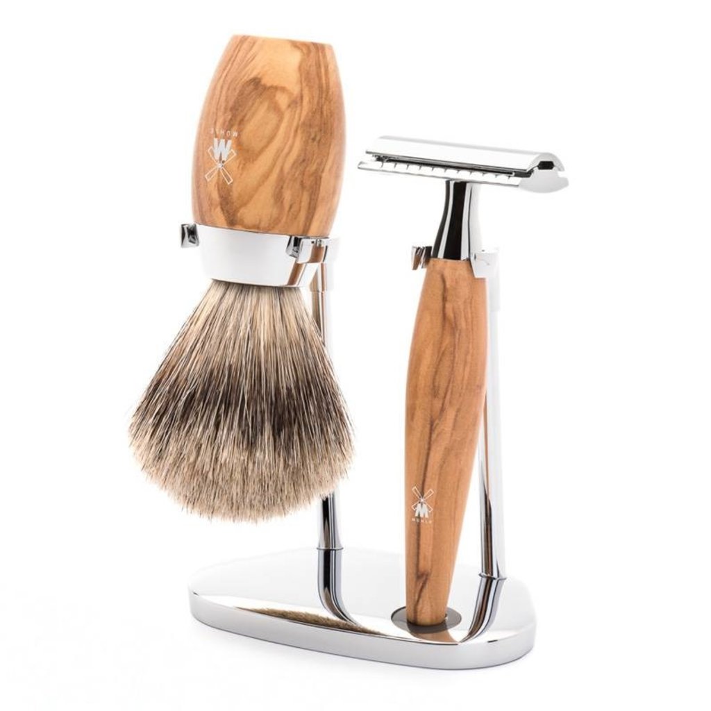 Mühle Scheerset Fijndas Kosmo 3-delig - Olijfhout - Saf.Razor