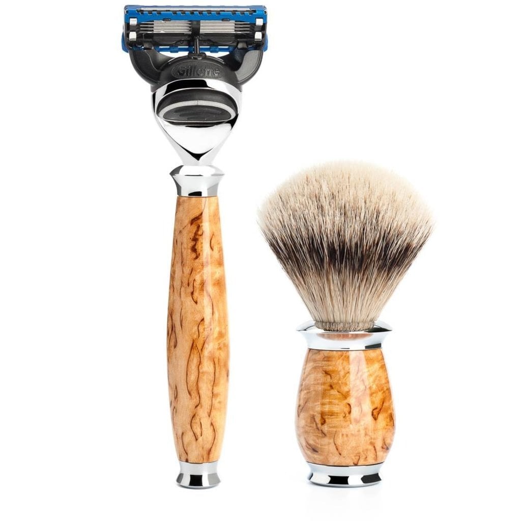 Mühle Scheerset Silvertip Dassenhaar Purist 3-delig - Maserbirke - Fusion®, tweede productfoto