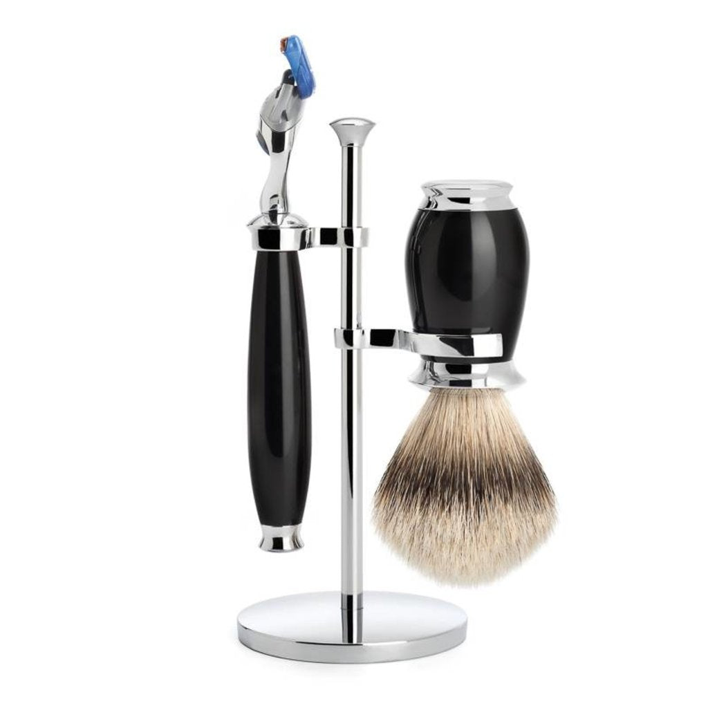 Mühle Scheerset Silvertip Dassenhaar Purist 3-delig - Zwart - Fusion®