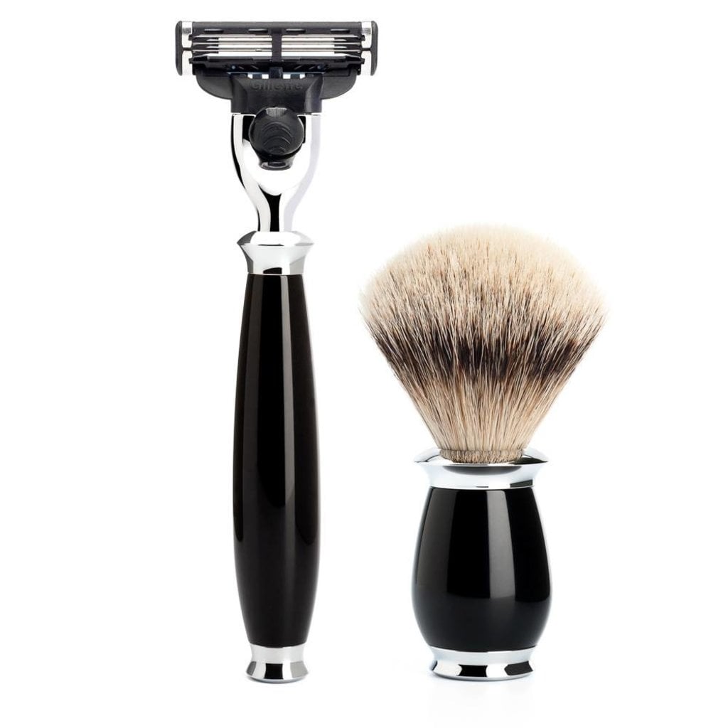 Mühle Scheerset Silvertip Dassenhaar Purist 3-delig - Zwart - Mach3®, tweede productfoto
