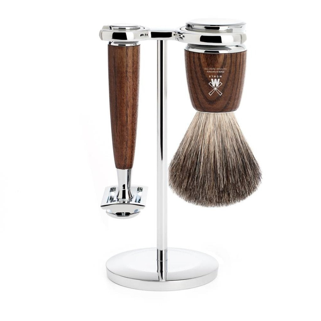 Mühle Scheerset Graudas Rytmo 3-delig - Essenhout - Saf.Razor