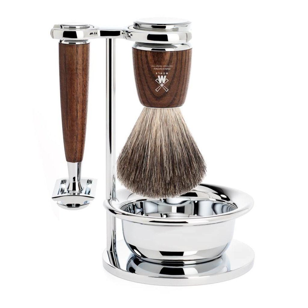 Mühle Scheerset Graudas Rytmo 4-delig - Essenhout - Saf.Razor