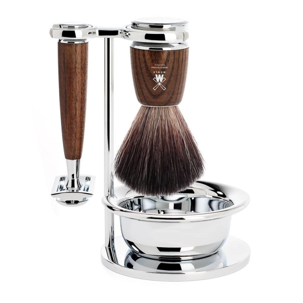 Mühle Scheerset Rytmo 4-delig - Essenhout - Saf.Razor