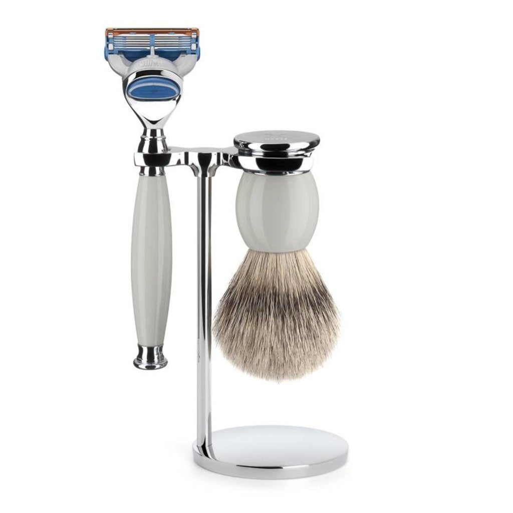 Mühle Scheerset Silvertip Dassenhaar Sophist 3-delig - Porselein - Fusion®
