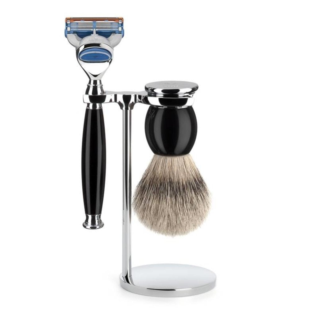 Mühle Scheerset Silvertip Dassenhaar Sophist 3-delig - Zwart - Fusion®