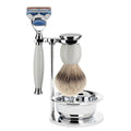 Mühle Scheerset Silvertip Dassenhaar Sophist 4-delig - Porselein - Fusion®