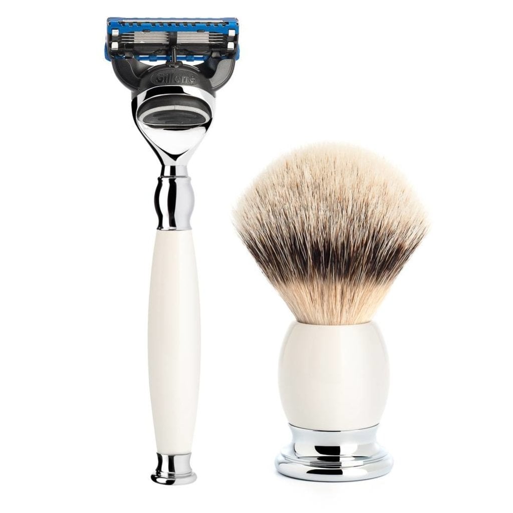 Mühle Scheerset Silvertip Dassenhaar Sophist 4-delig - Porselein - Fusion®, tweede productfoto