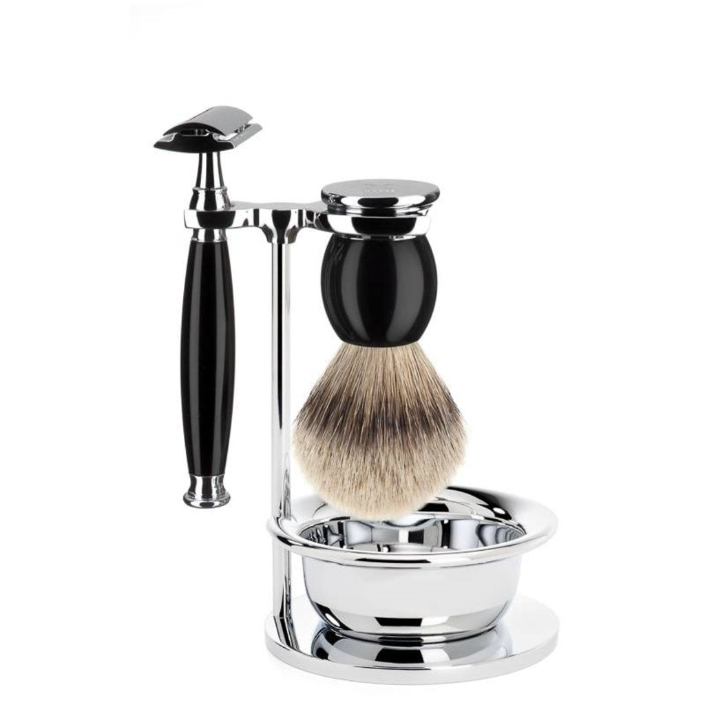 Mühle Scheerset Silvertip Dassenhaar Sophist 4-delig - Zwart - Saf.Razor