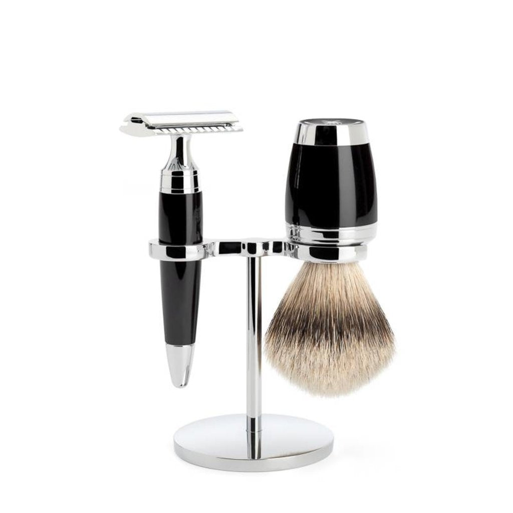 Mühle Scheerset Silvertip Dassenhaar Stylo 3-delig - Zwart - Saf.Razor