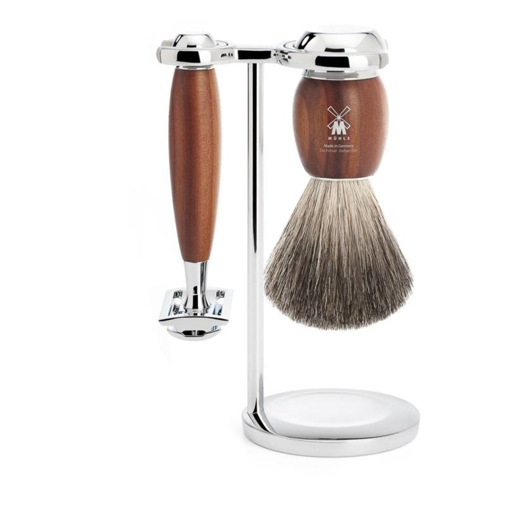 Mühle Scheerset Graudas Vivo 3-delig - Pruimenhout - Saf.Razor