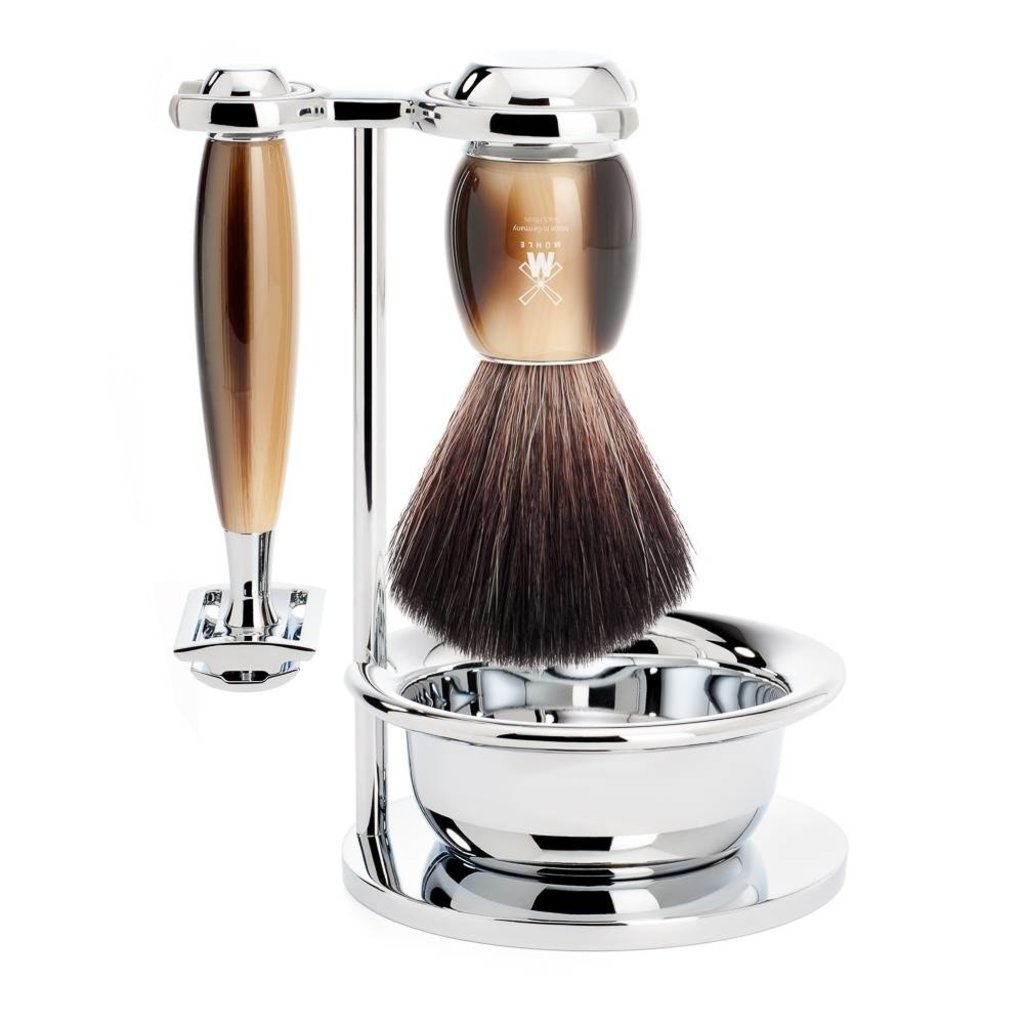 Mühle Scheerset Vivo 4-delig - Hoornbruin - Saf.Razor